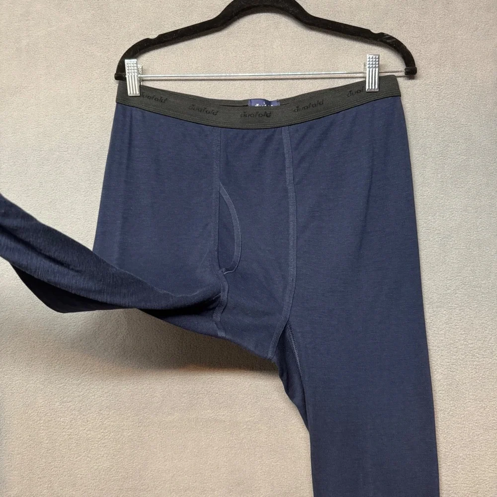 Vintage Duofold Thermal Long John Pant Baselayer Wool Blend L Navy Blue Outdoors